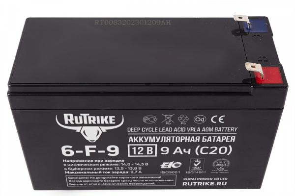 Аккумулятор RuTrike 6-F-9 (12V9A/H C20)