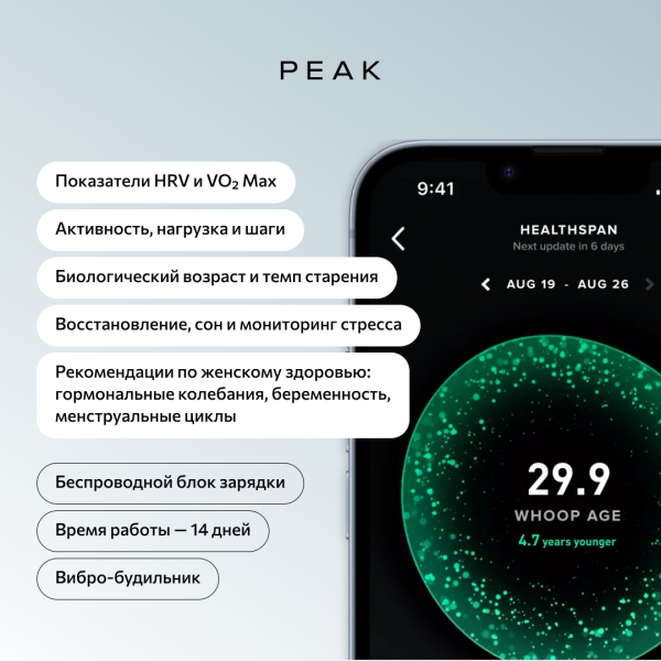 Фитнес браслет Whoop 5.0 Peak Black + Подписка 1 год
