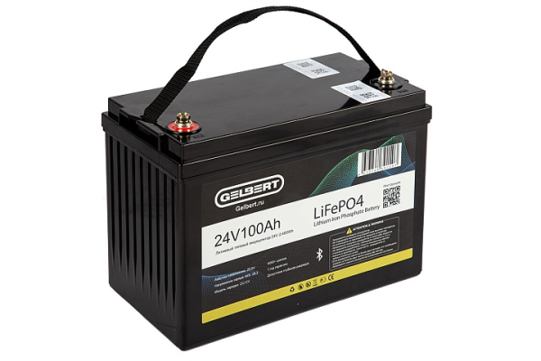 Литиевый тяговый аккумулятор Gelbert LiFePO4 (24V/100Ah/120А/2,400Wh) Bluetooth