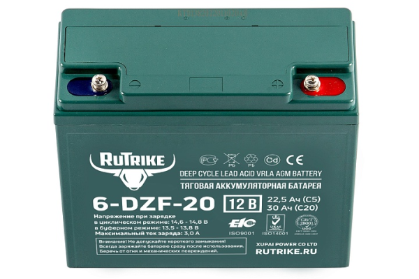 Тяговый аккумулятор RuTrike 6-DZF-20 (12V20A/H C2)