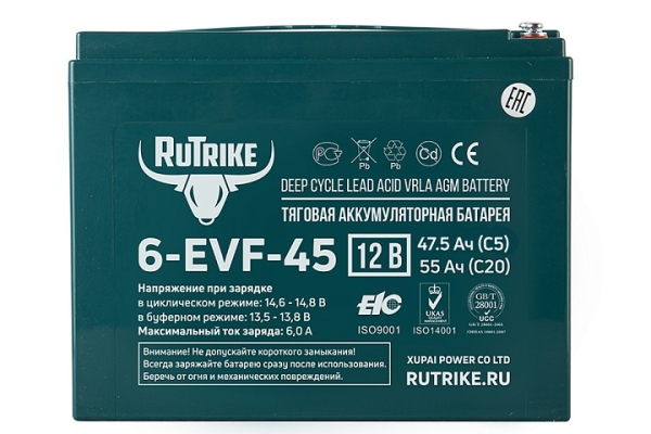 Тяговый аккумулятор RuTrike 6-EVF-45 (12V45A/H C3)