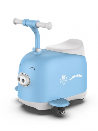 Детский электромобиль-чемодан 2в1 голубой